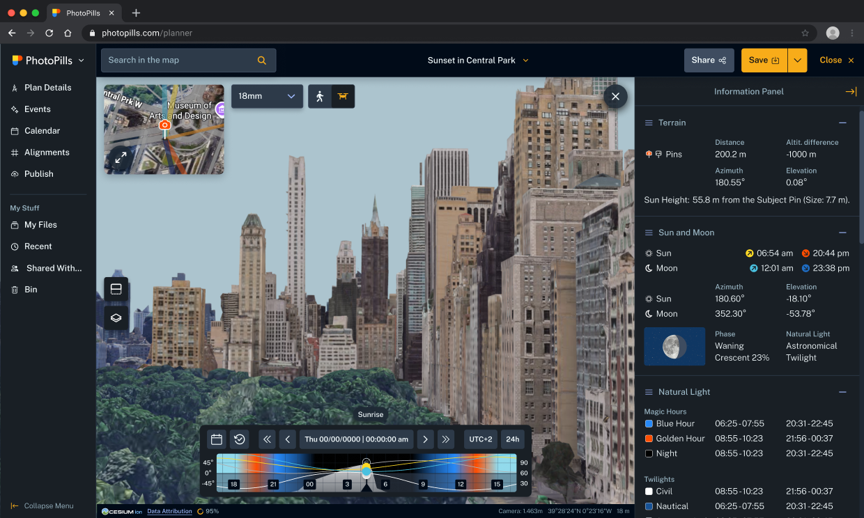 PhotoPills Planner web view